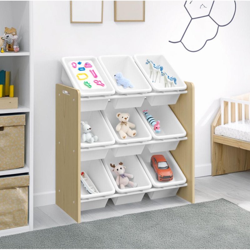 Kondela Organizér/regál na hračky, prírodná/biela, BOIS
