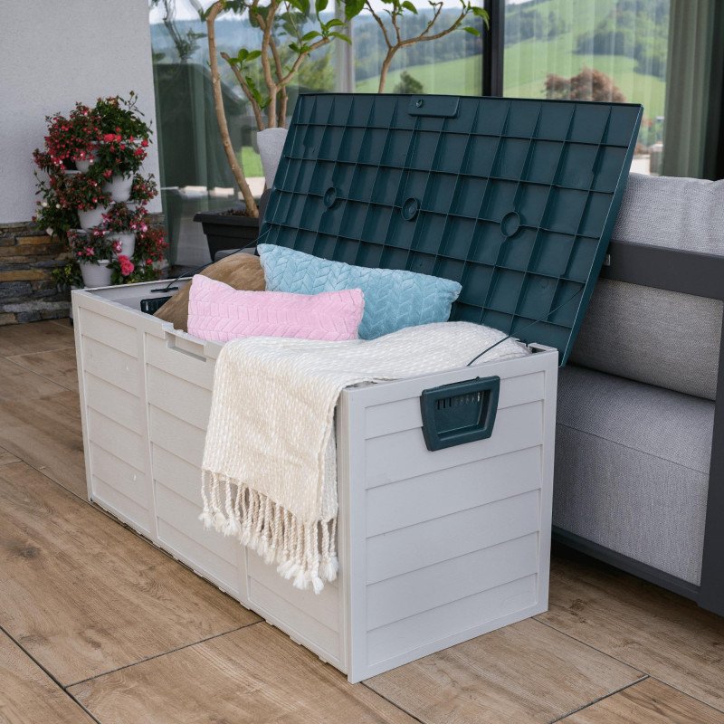 Kondela Záhradný úložný box, sivá/zelená, KORTEZ