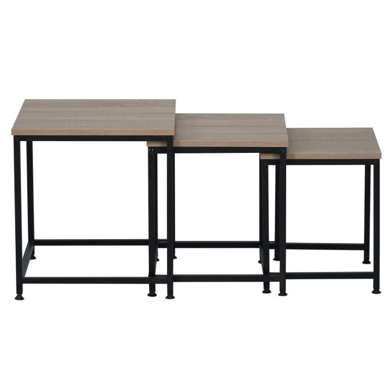 Kondela Konferenčné stolíky, set 3 ks, dub sonoma/čierna, KASTLER 2 NEW TYP 3
