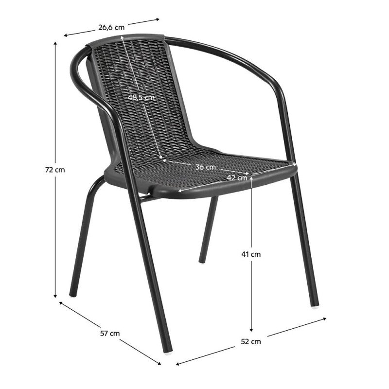 Kondela Záhradná stohovateľná stolička, čierna, oceľ/plast, FRENY