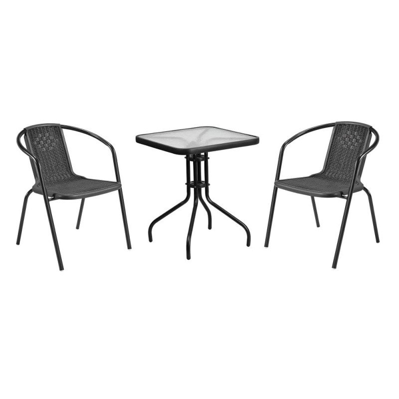 Kondela Záhradná stohovateľná stolička, čierna, oceľ/plast, FRENY