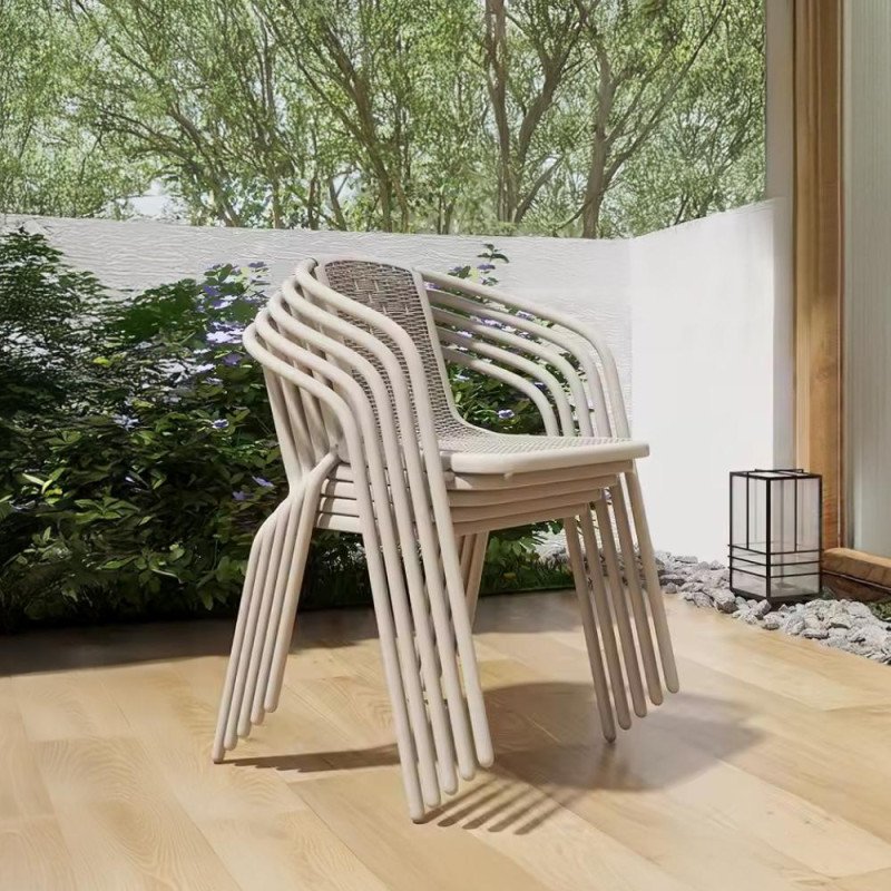 Kondela Záhradná stohovateľná stolička, champagne, oceľ/plast, FRENY