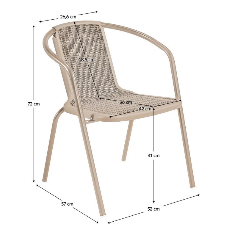 Kondela Záhradná stohovateľná stolička, champagne, oceľ/plast, FRENY