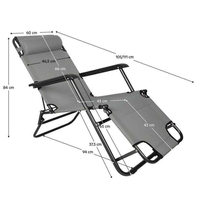 Kondela Záhradné polohovacie kreslo, sivá, REGED