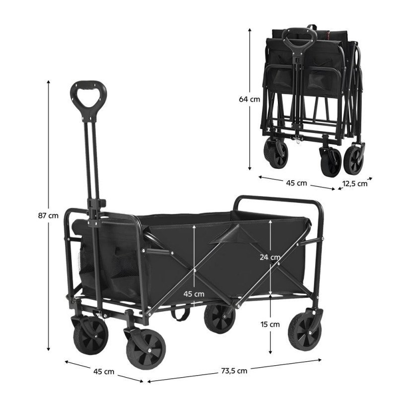 Kondela Záhradný vozík, skladací, čierna, KARIL