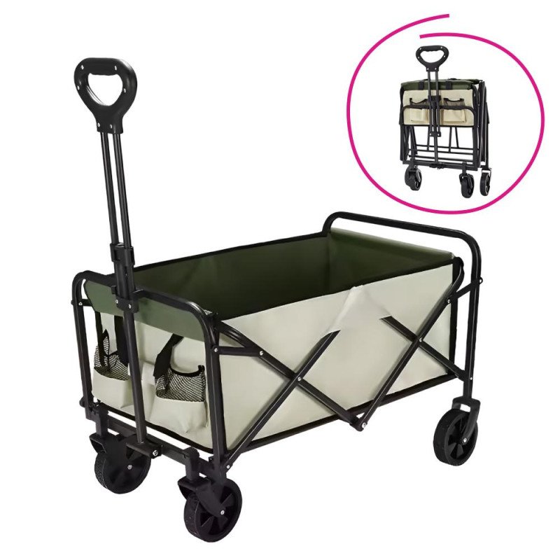 Kondela Záhradný vozík, skladací, béžová/zelená/čierna, KARIL