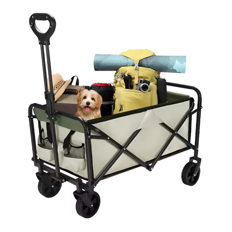 Kondela Záhradný vozík, skladací, béžová/zelená/čierna, KARIL