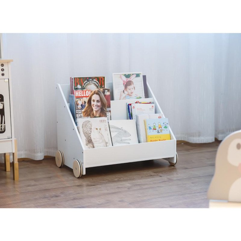 Kondela Detská knižnica s kolieskami, biela, BERUS
