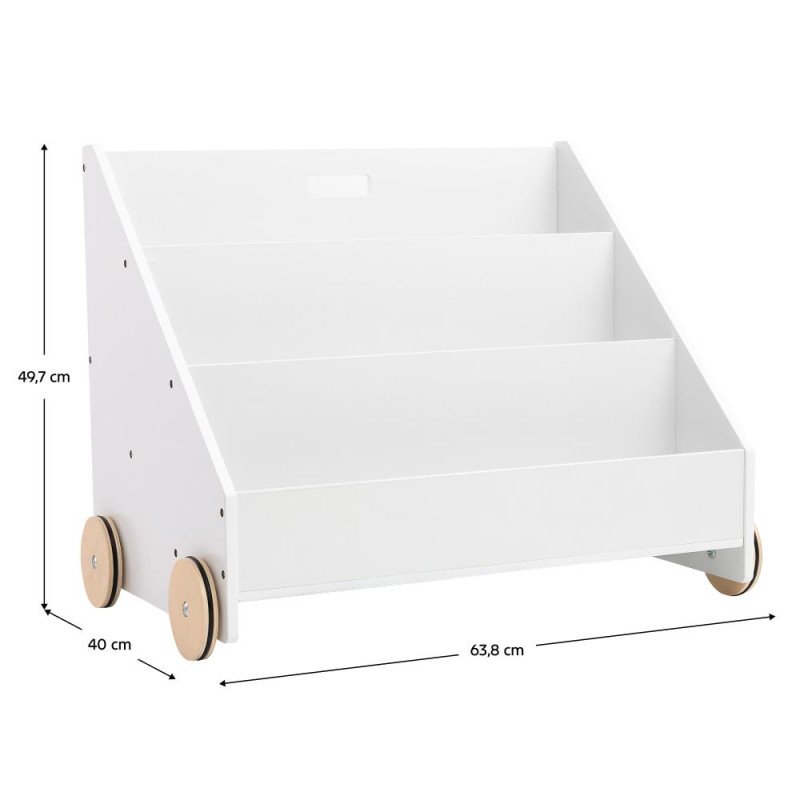 Kondela Detská knižnica s kolieskami, biela, BERUS