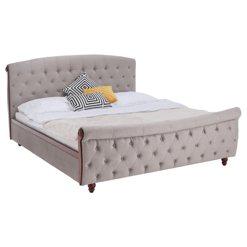 Kondela Posteľ s úložným priestorom, 180x200, sivohnedá Taupe Velvet látka, BARETO