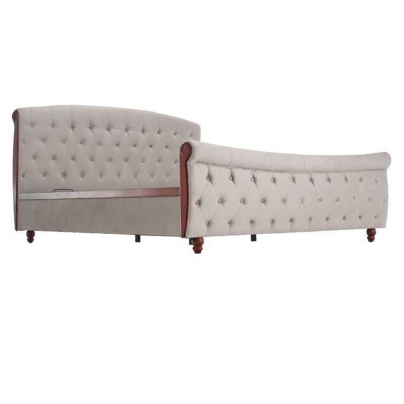 Kondela Posteľ s úložným priestorom, 180x200, sivohnedá Taupe Velvet látka, BARETO