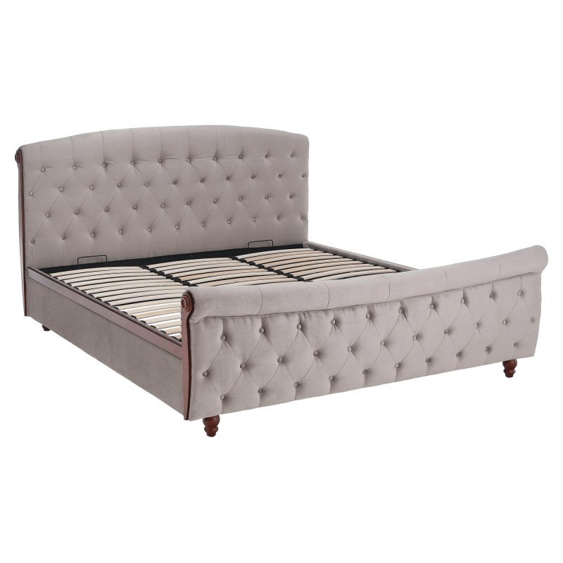 Kondela Posteľ s úložným priestorom, 180x200, sivohnedá Taupe Velvet látka, BARETO