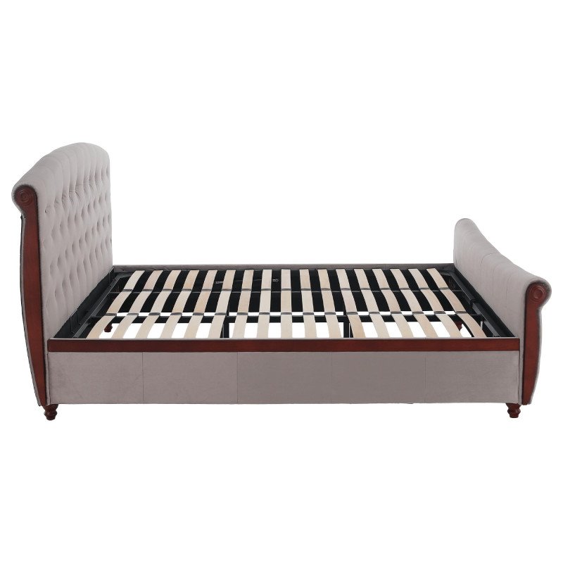 Kondela Posteľ s úložným priestorom, 180x200, sivohnedá Taupe Velvet látka, BARETO