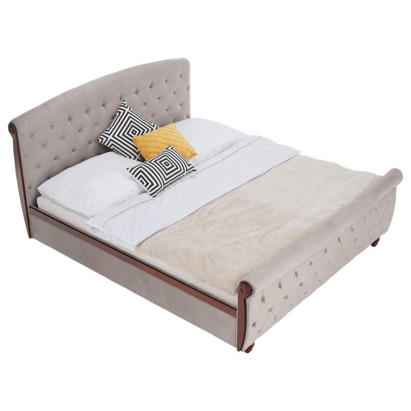 Kondela Posteľ s úložným priestorom, 180x200, sivohnedá Taupe Velvet látka, BARETO