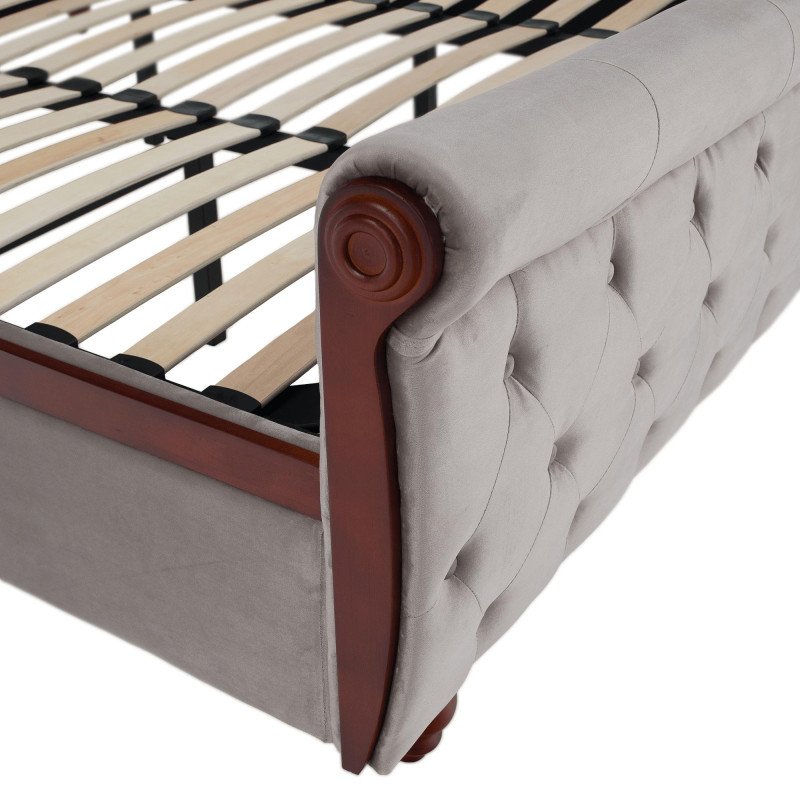Kondela Posteľ s úložným priestorom, 180x200, sivohnedá Taupe Velvet látka, BARETO