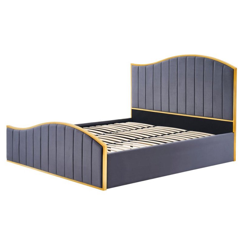 Kondela Posteľ s roštom, 160x200, tmavosivá Velvet látka/gold chróm zlatá, GEORGIA