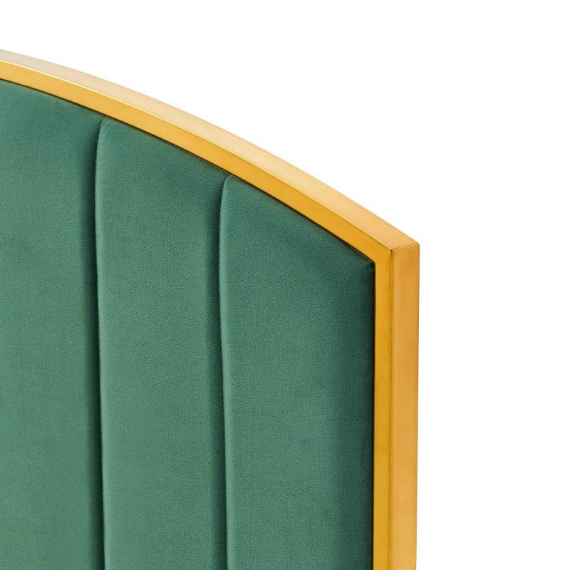 Kondela Posteľ s roštom, 180x200, zelená Velvet látka/gold chróm zlatá, GEORGIA