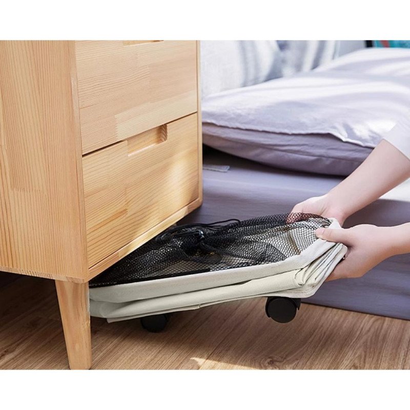 Kondela Skladací kôš na bielizeň s kolieskami, béžová, PRIOR