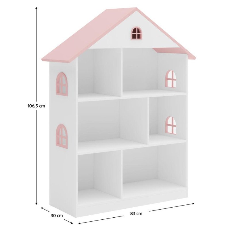 Kondela Detská knižnica, biela/ružová, MAISON TYP 1