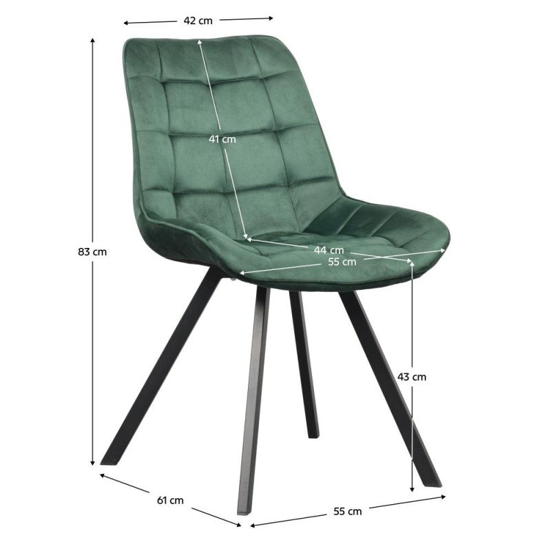 Kondela Jedálenská stolička, tmavozelená Velvet látka/čierna, SAMIRA