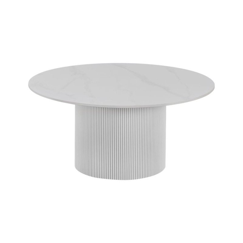 Kondela Konferenčný stolík, biely mramor/MDF, priemer 80 cm, MAHIR TYP 1