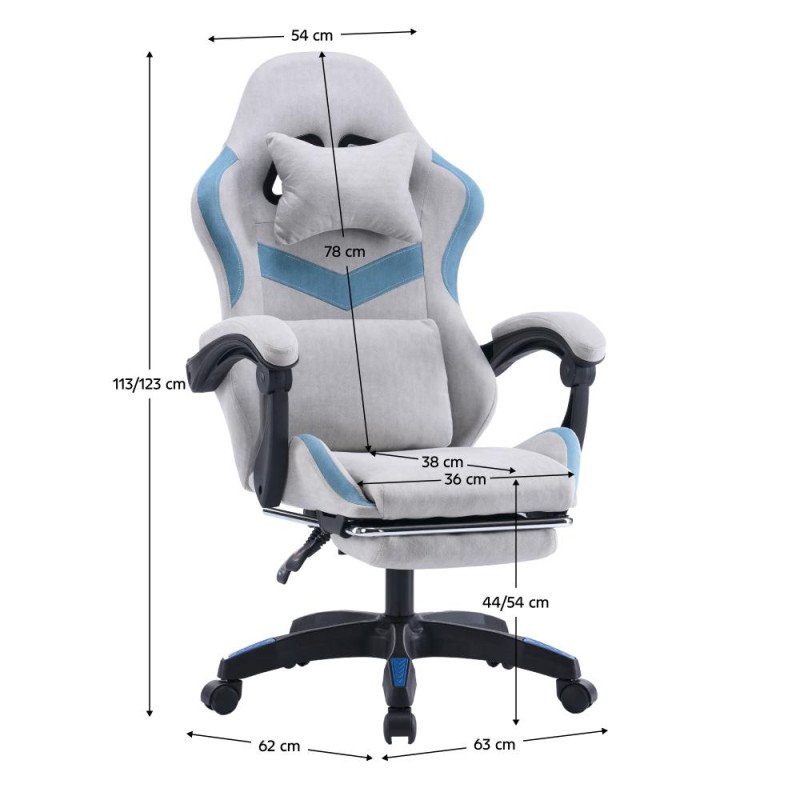 Kondela Kancelárske/herné kreslo, sivá/modrá, ZODIA
