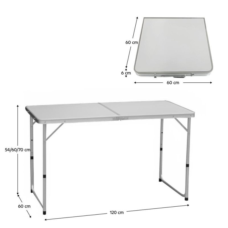 Kondela Skladací kempingový stôl, 120 cm, hliník/MDF, KEPI TYP 1
