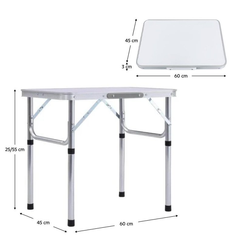 Kondela Skladací kempingový stôl, 60 cm, hliník/MDF, KEPI TYP 2