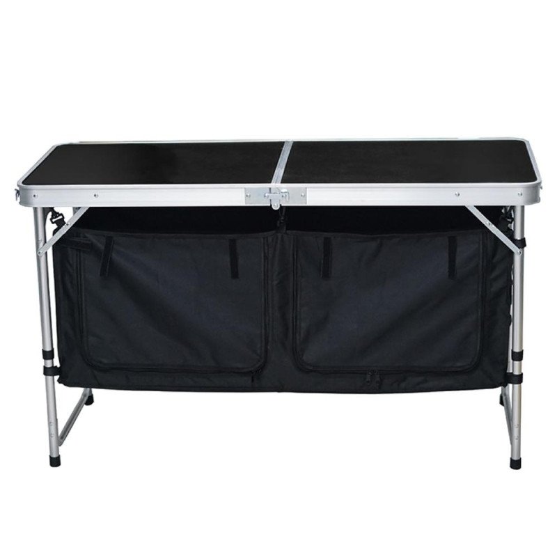 Kondela Skladací kempingový stôl s organizérom, 120 cm, hliník/MDF, KEPI TYP 3
