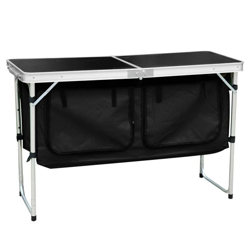 Kondela Skladací kempingový stôl s organizérom, 120 cm, hliník/MDF, KEPI TYP 3