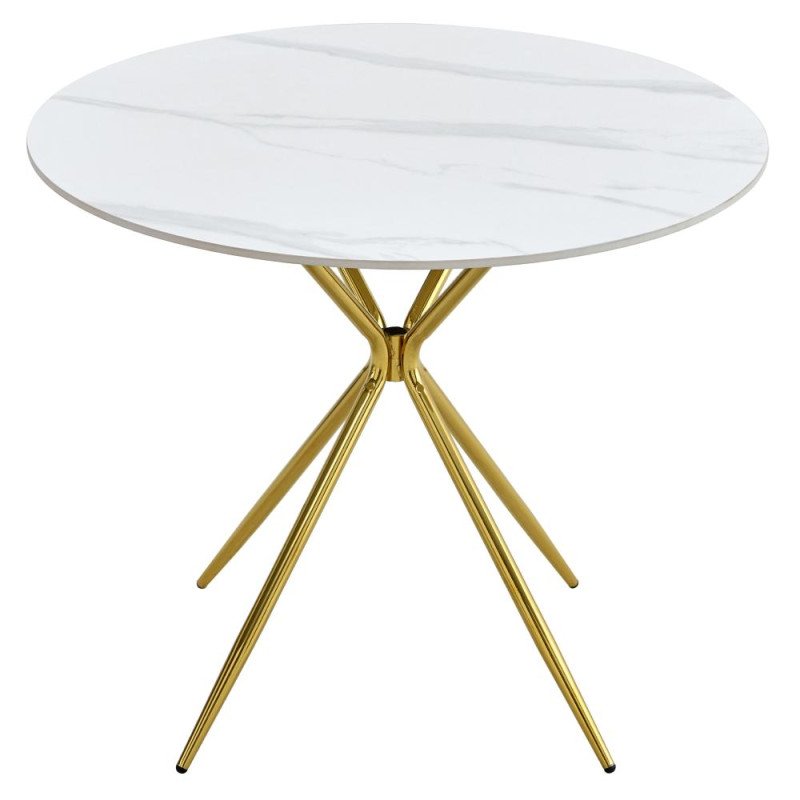 Kondela Jedálenský stôl, biely mramor/gold chróm zlatá, priemer 90 cm, MEKNER