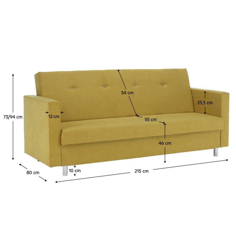 Kondela Rozkladacia pohovka, žltá, LILANA