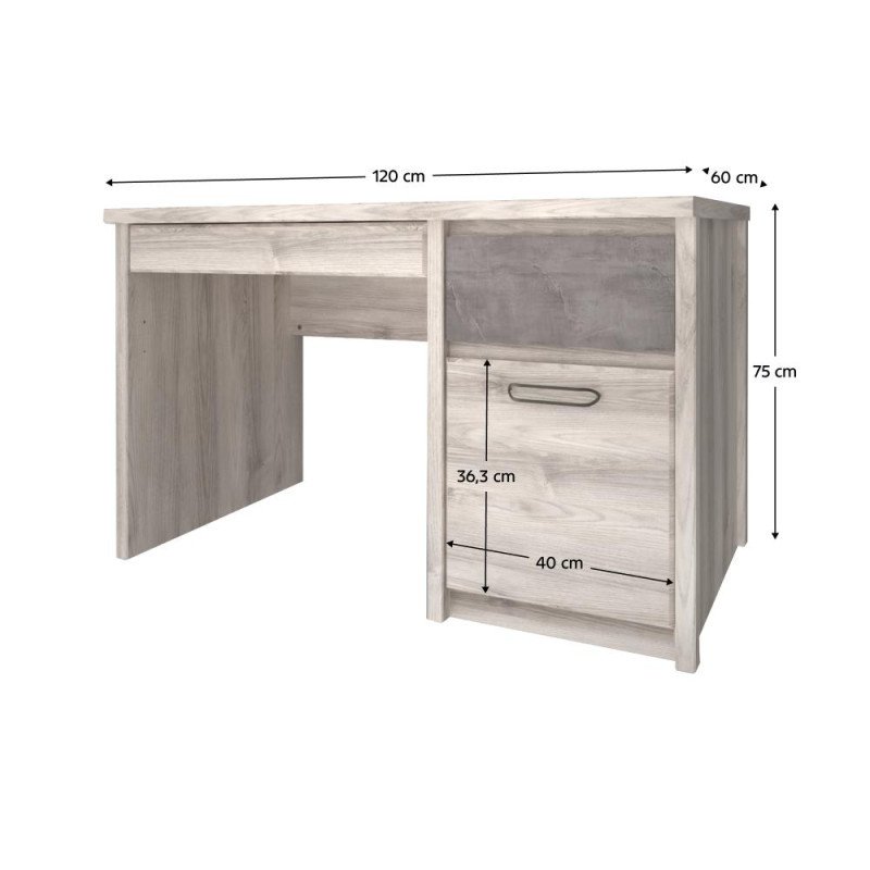 Kondela PC stôl 1D2S, gaštan nairobi/onyx, JESI NEW
