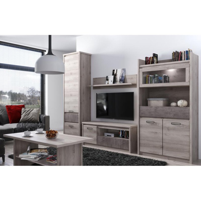 Kondela TV stolík 1D1S, gaštan nairobi/onyx, JESI NEW