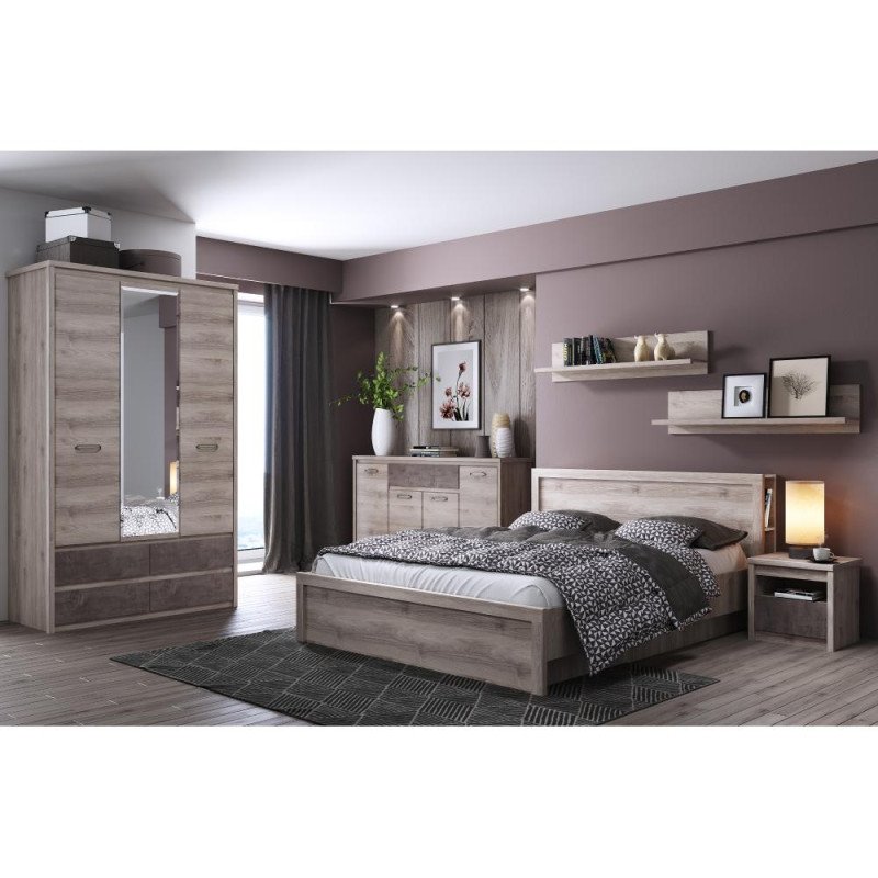 Kondela Skriňa so zrkadlom 3D4S, gaštan nairobi/onyx, JESI NEW