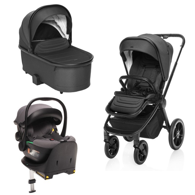 Set kočík Move Cross 3 + hlboká korba Move XL 3 + autosedačka XM podľa vlastného výberu + báza, All Black