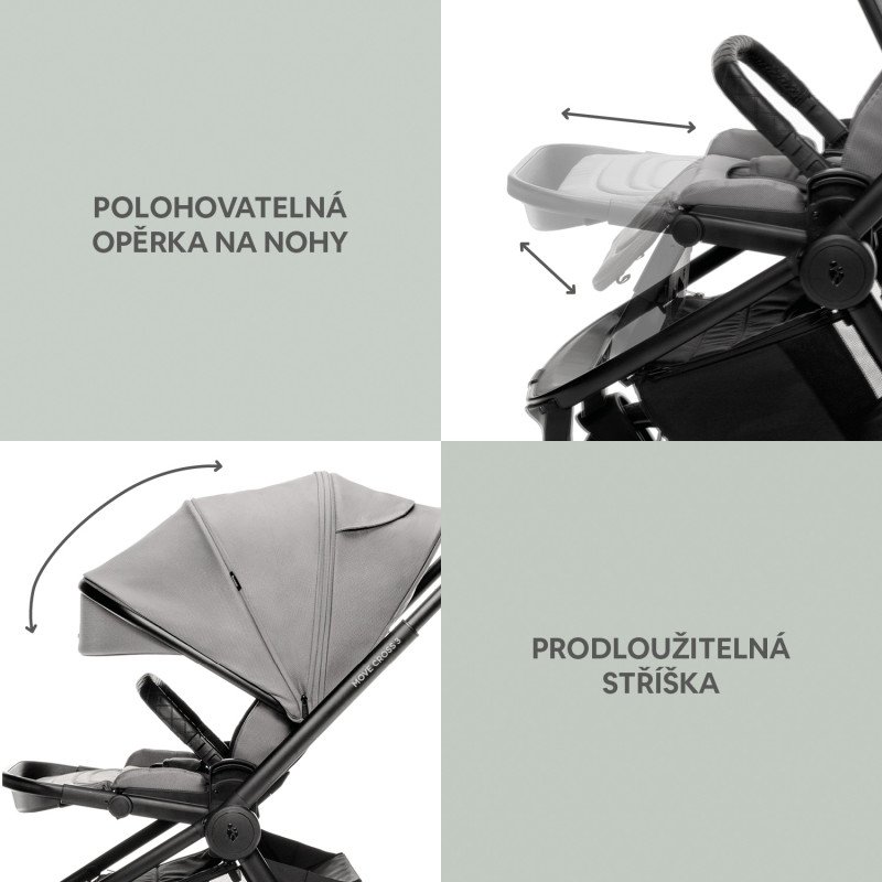 Set kočík Move Cross 3 + hlboká korba Move XL 3 + autosedačka XM podľa vlastného výberu + báza, All Black