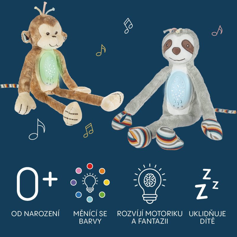 Plyšový detský spáč s projektorom a melódiami, Monkey