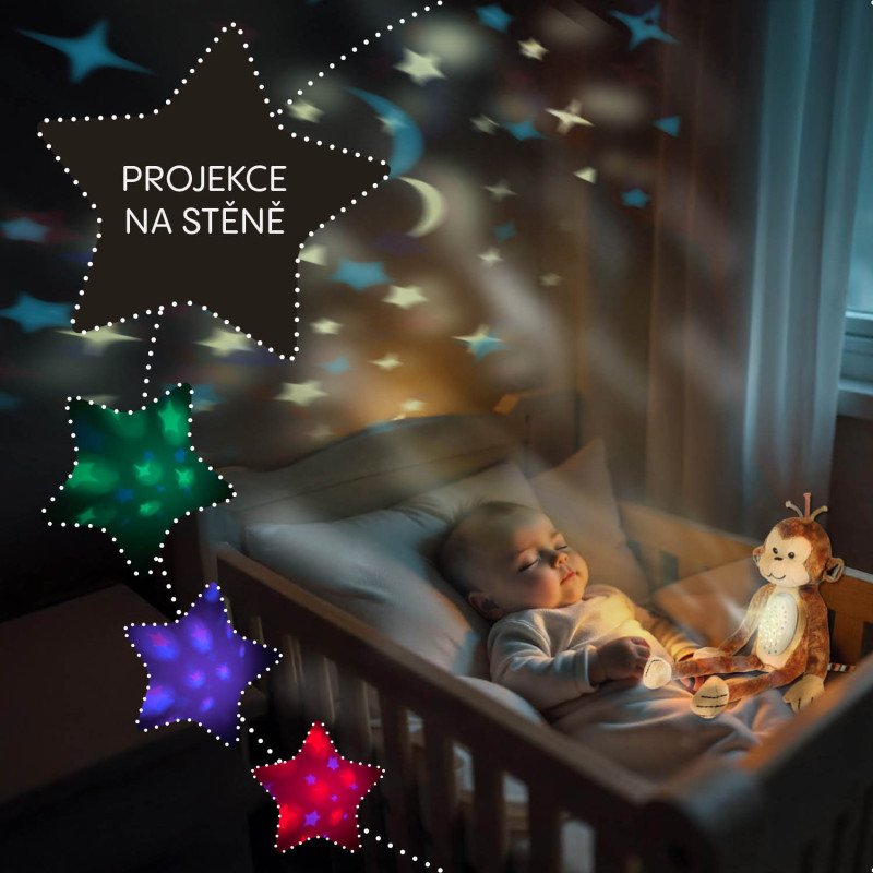 Plyšový detský spáč s projektorom a melódiami, Monkey