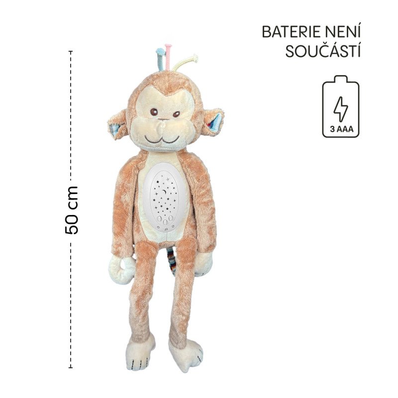 Plyšový detský spáč s projektorom a melódiami, Monkey