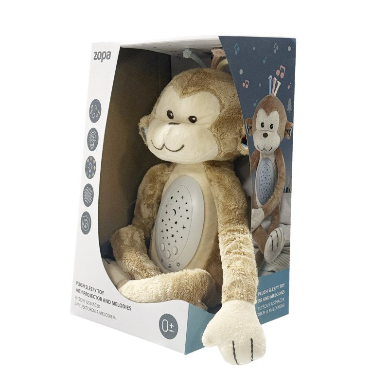Plyšový detský spáč s projektorom a melódiami, Monkey