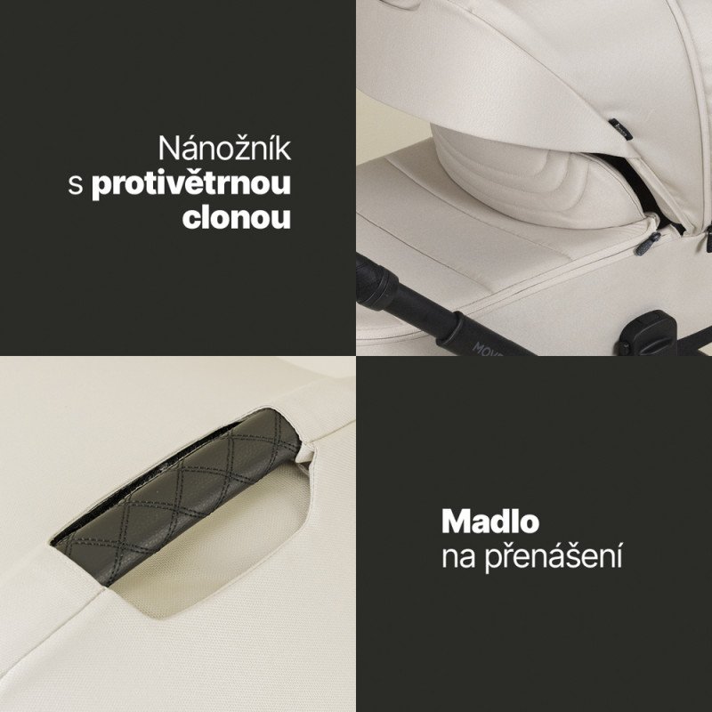 Set kočík Move Cross 5 + hlboká korba Move XL 5 + autosedačka XM podľa vlastného výberu + báza, Rocky Green