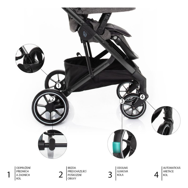 Set kočík Quest+ korba+ adaptéry+ autosedačka, Tornado Grey/Black
