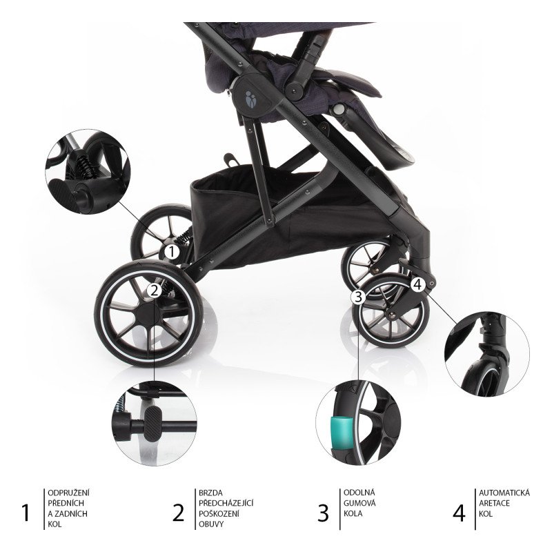 Set kočík Quest+ korba+ adaptéry+ autosedačka, Vulcan Black/Black