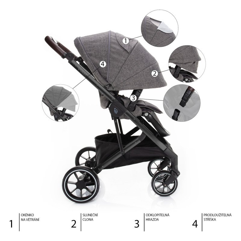 Set kočík Quest+ korba+ adaptéry+ autosedačka+ báza, Tornado Grey/Black