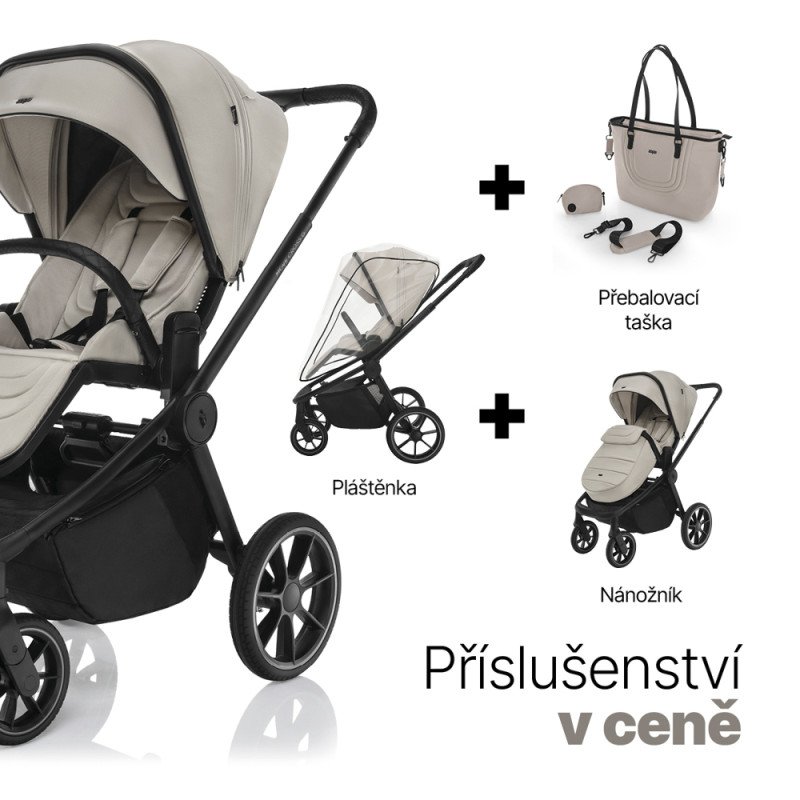 Set športový kočík Move Cross 5 + hlboká korba XL 5 + adaptéry, Toffee Brown