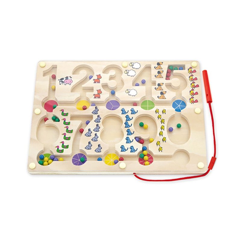 Drevený magnetický labyrint Viga Čísla