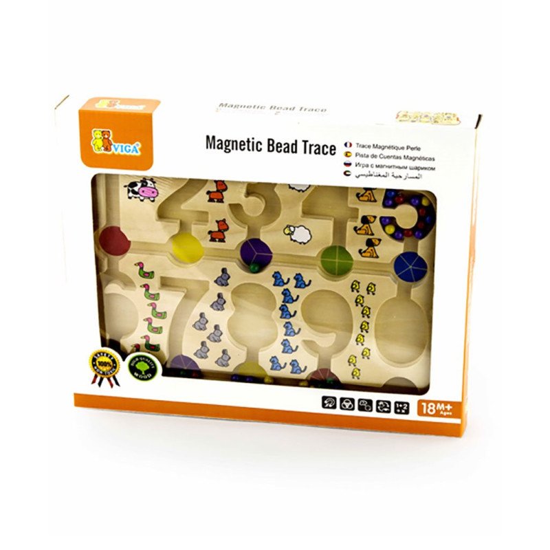 Drevený magnetický labyrint Viga Čísla