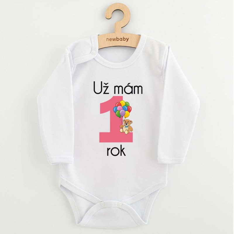 Body s potlačou New Baby Už mám 1 rok ružové