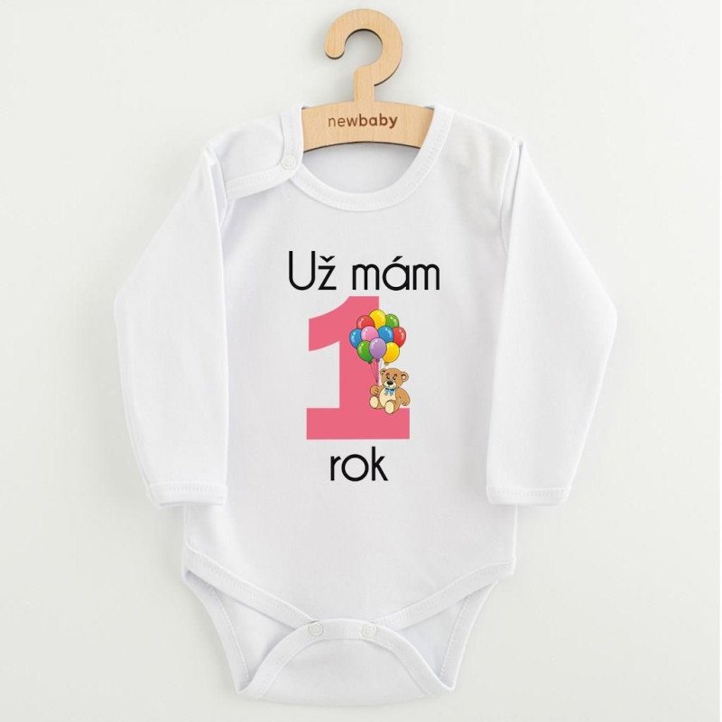 Body s potlačou New Baby Už mám 1 rok ružové